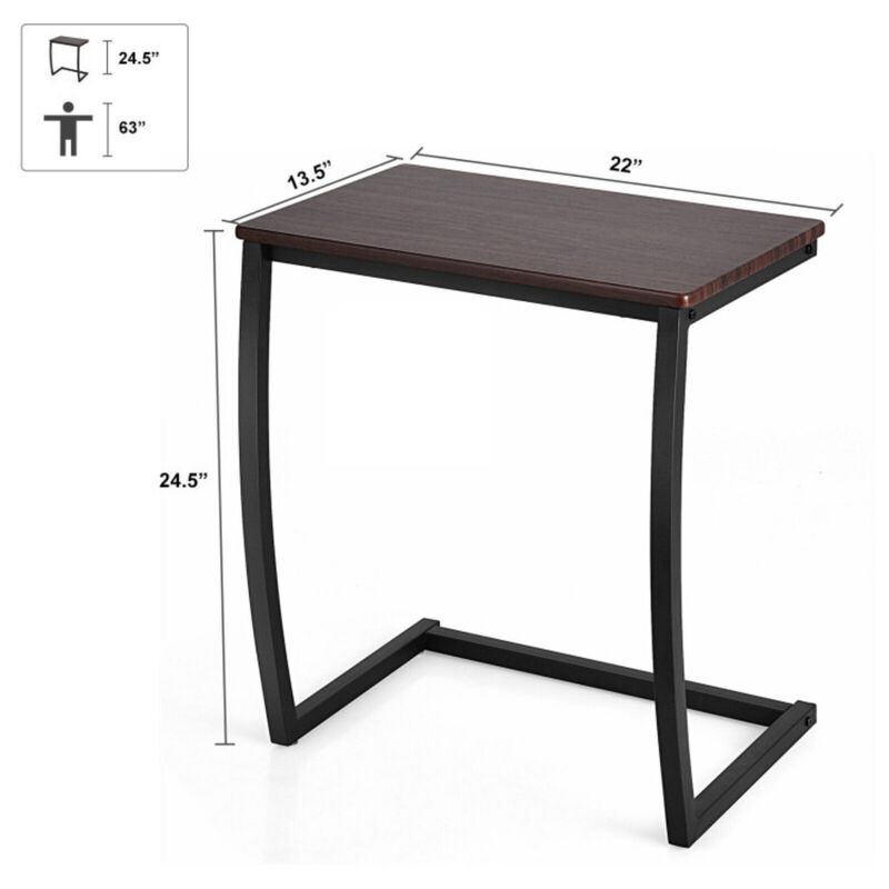 Hivvago Steel Frame C-shaped Sofa Side End Tabl