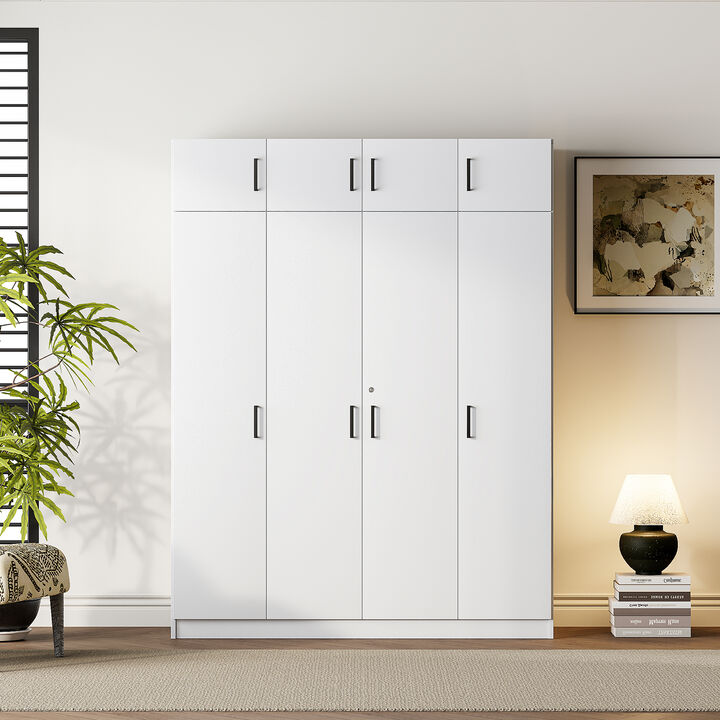 Merax 4-Door Wardrobe with 1 Drawer and Top Cabinets