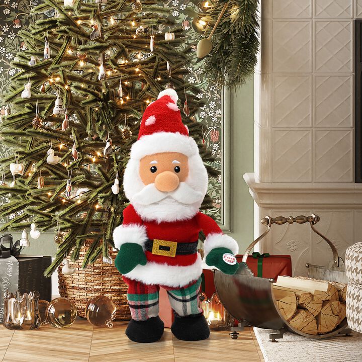LuxenHome Animated Singing 16" Tall Santa Holiday Decoration, Battery Operated