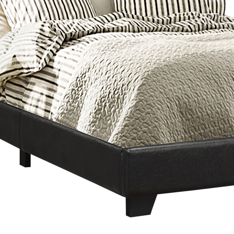 Leather Upholstered Queen Size Headboard, Black-Benzara