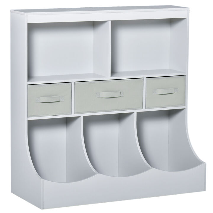 Toy Chest Kids Storage Organizer Wardrobe Display Bookcase w/ 3 Fabric Drawers