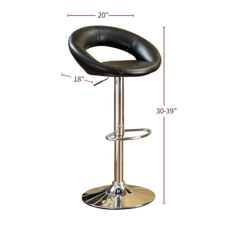 Adjustable Height Swivel Chairs Set, Faux Leather, Chrome Base