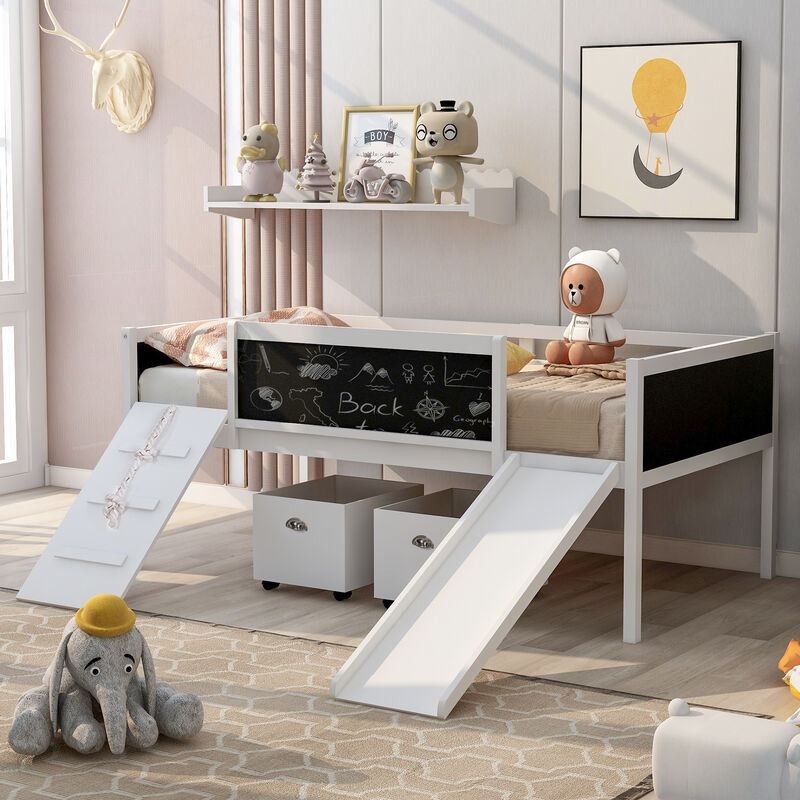 Merax Loft Bed with 2 Storage Boxes
