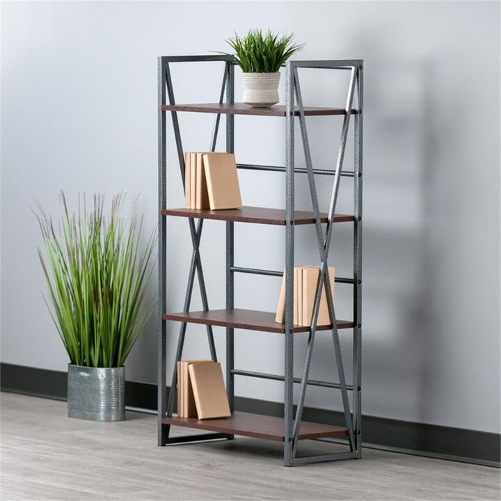 Isa 4-Tier Shelf, Graphite and Walnut