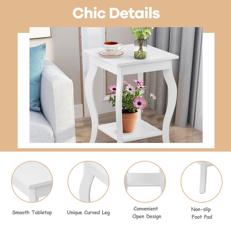 Set of 2 Side Table End Table Night Stand with Shelf