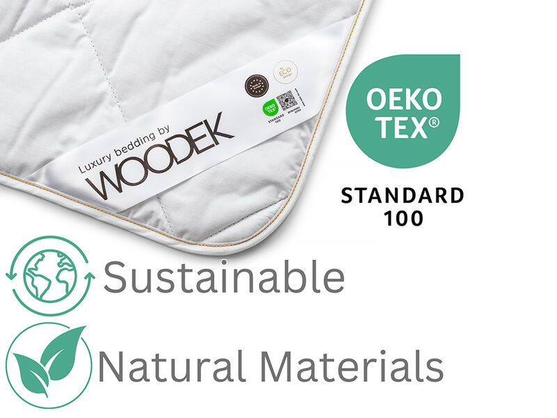 Woodek Luxury European Down and Feather UltraClean Lightweight Comforter, 100% Cotton, King size 90x96 Inches
