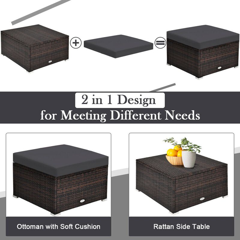 4 Pcs Ottoman Garden Deck Patio Rattan Wicker Furniture Set Cushioned Sofa