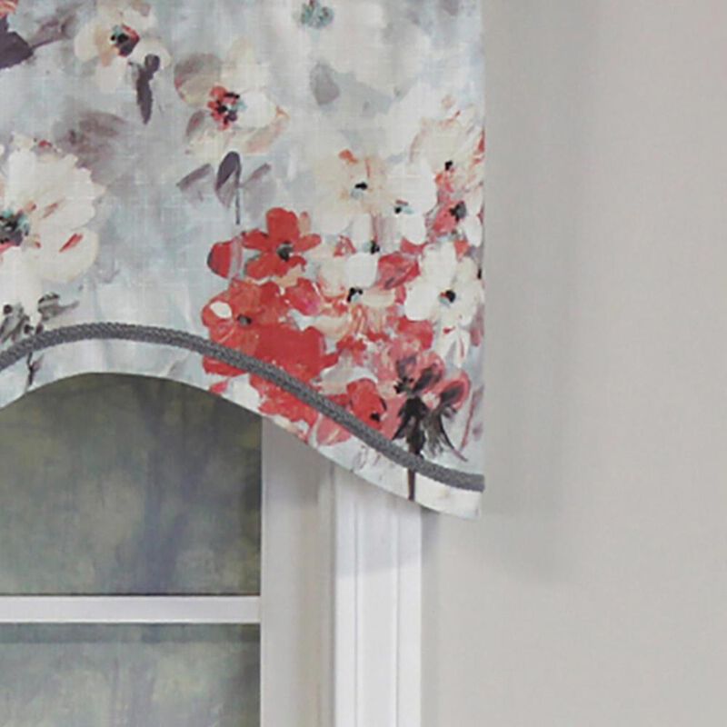 RLF Home Tia Cornice Valance Primrose. 3" Rod Pocket, Elevated trim décor. 50"W X 17"L