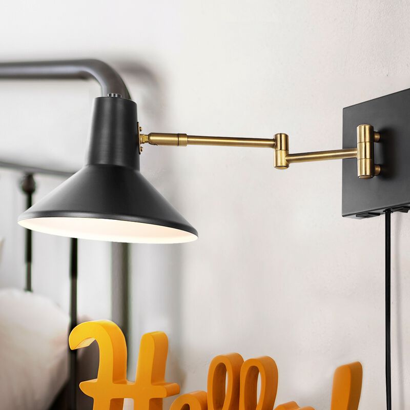 Hygge Swing Arm Modern Midcentury Iron USB Charging Port LED Sconce