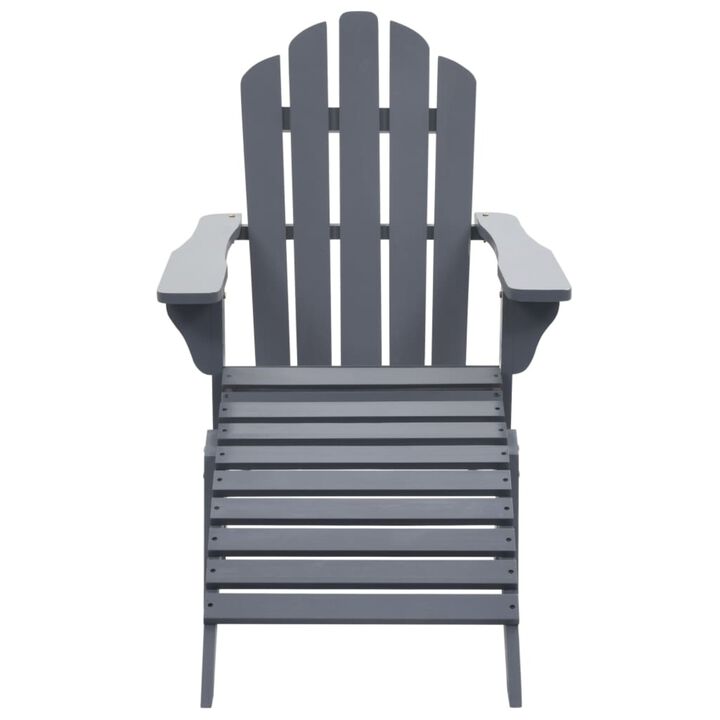 vidaXL Garden Chair with Ottoman Wood Gray