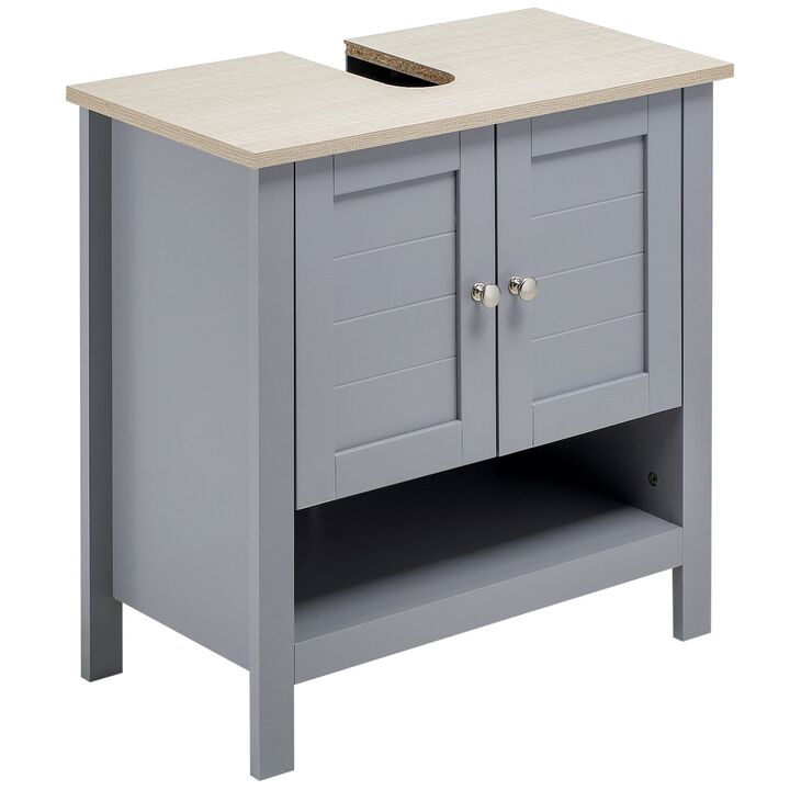 Grey Sink Cabinet: Under Sink Bathroom Vanity Unit with Adjustable Shelf