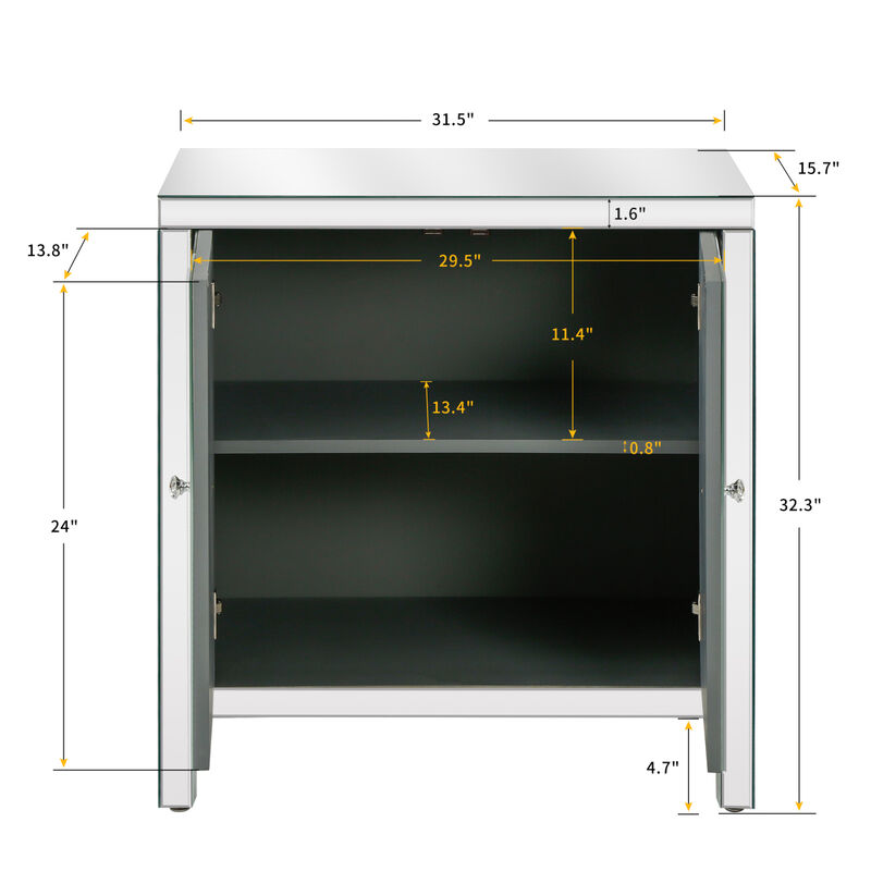 Mirror-trimmed diamond design storage cabinet for any room