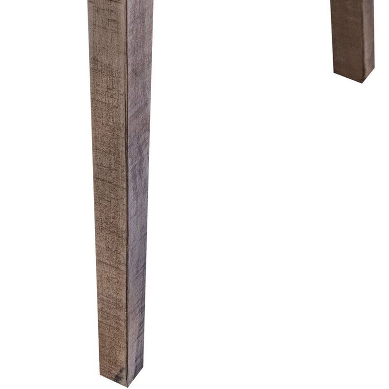 Sevy Side Dining Chair Set of 2, Padded Square Back and Seat, Brown Wood - Benzara