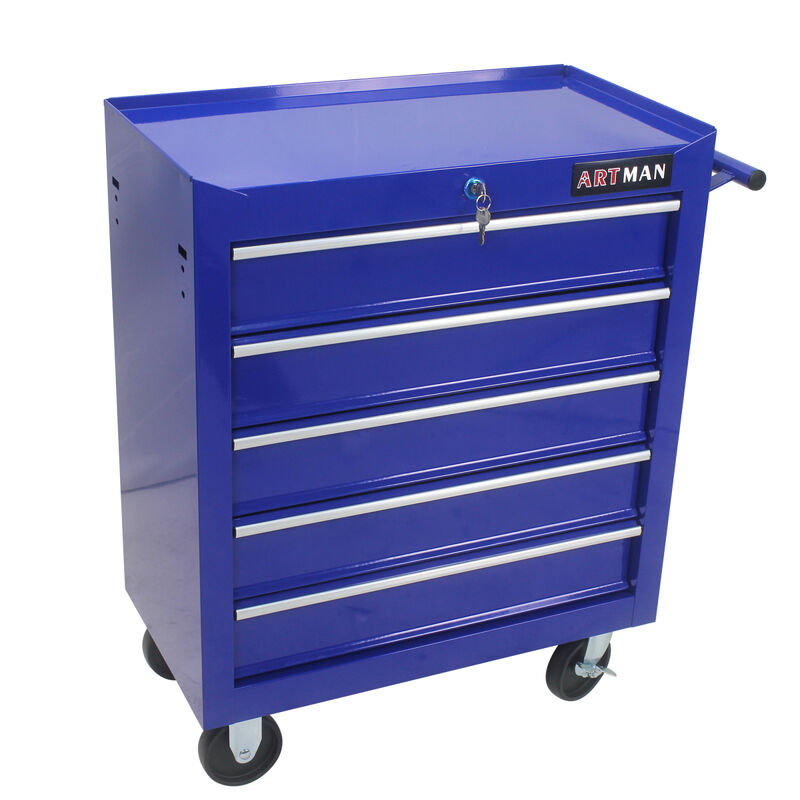 5 Drawers Multifunctional Tool Cart With Wheels-Blue
