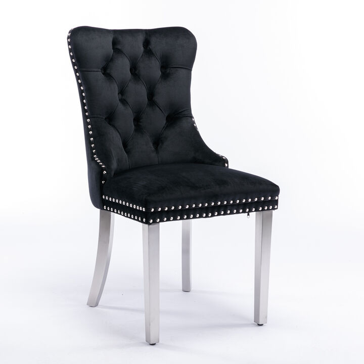 Nikki Collection Modern, High-End Tufted Solid Wood Contemporary Velvet Upholstered Dining