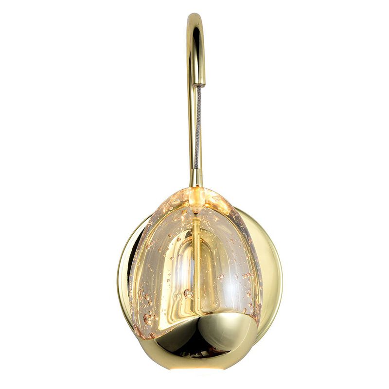 VONN Lighting Integrated LED Wall Sconce Light with Champagne Glass Shade in Gold