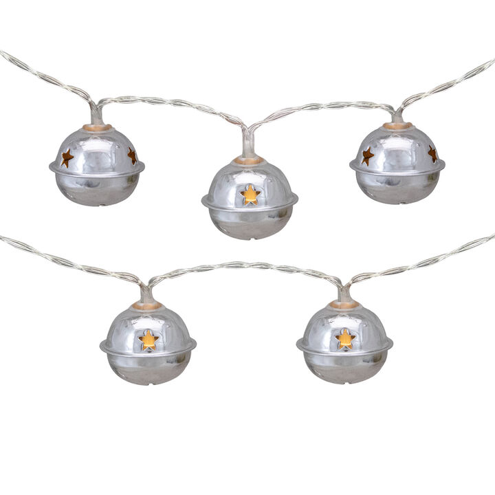 10-Count LED Silver Christmas Bells Fairy Lights  5.5ft  Copper Wire