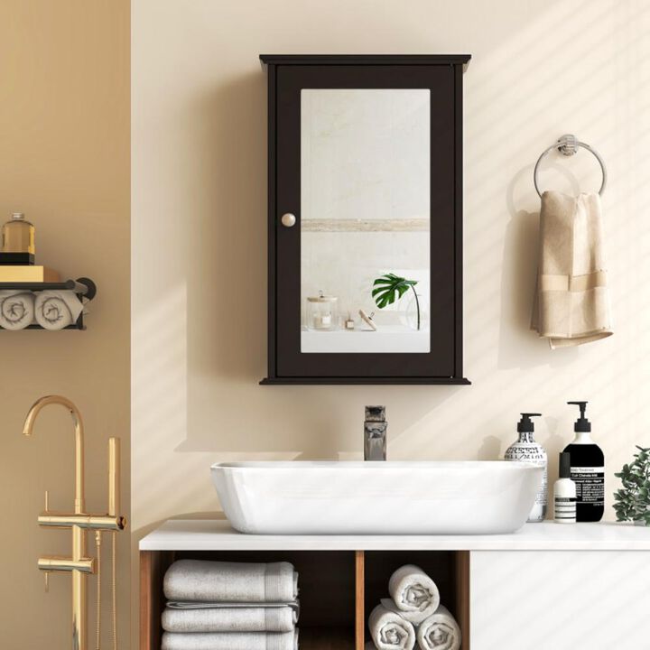 Hivvago Bathroom Wall Cabinet with Single Mirror Door and Adjustable Shelf