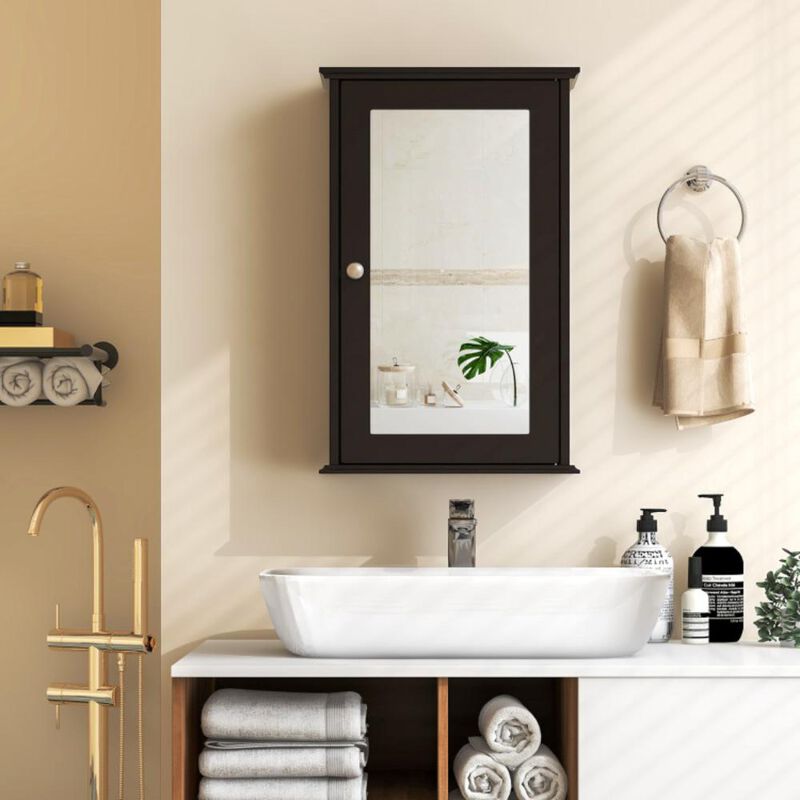 Hivvago Bathroom Wall Cabinet with Single Mirror Door and Adjustable Shelf