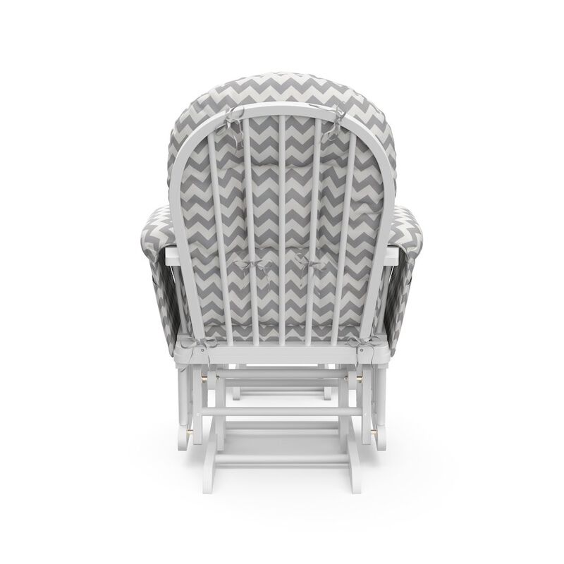 Storkcraft Hoop Glider and Ottoman - White with Gray Chevron