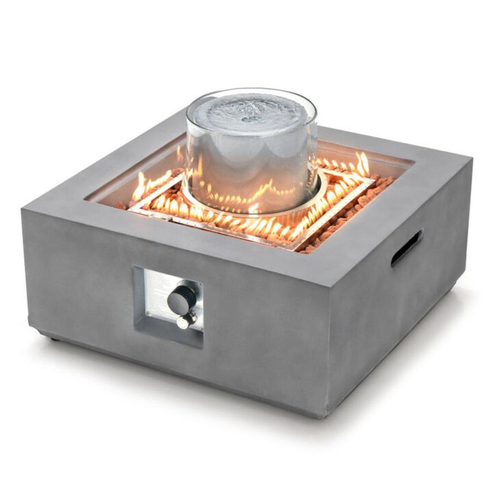 Hivvago 28 Inch 50000 BTU Patio Square Propane Fire Pit with PVC Cover-Gray
