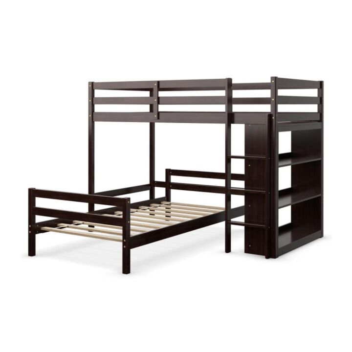 Hivvago Twin Over Twin Loft Bunk Bed with 3-Tier Bookcase