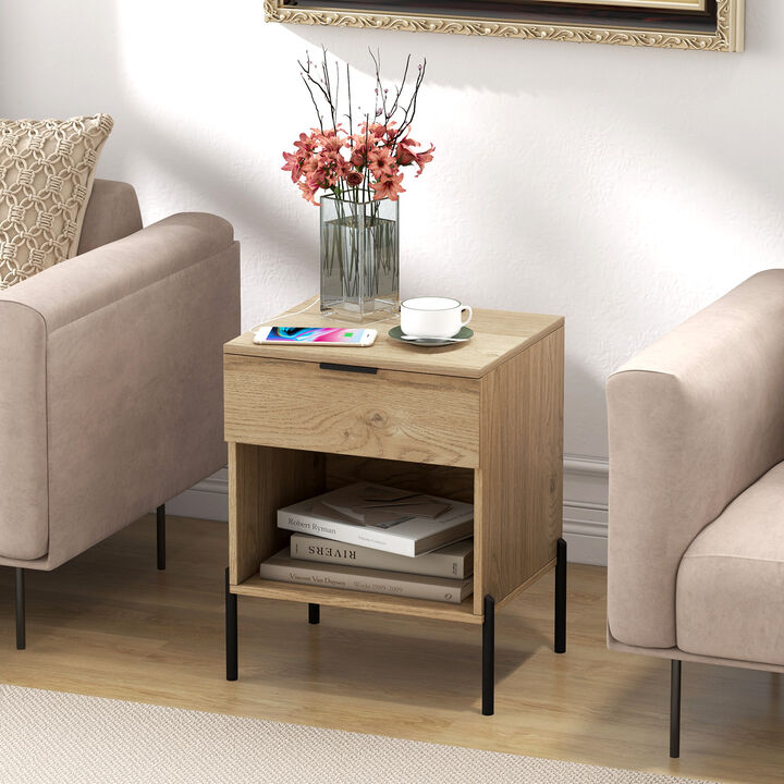 Modern Nightstand with Charging Station