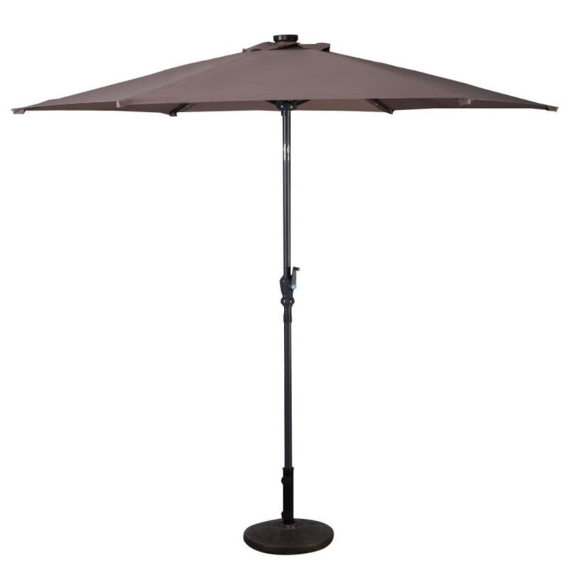 Hivvago 9 Feet Patio LED Solar Umbrella with Crank