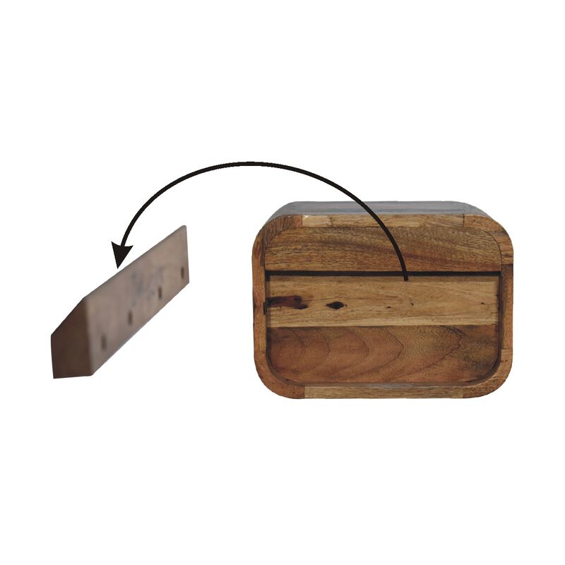 Artisan Furniture solid Wood Oak-ish Floating Open Curve Nightstand