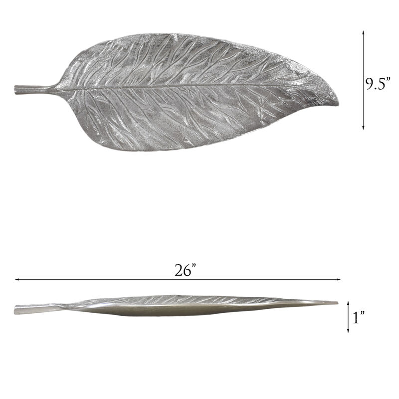 Handmade Decorative Silver Color Coated 10.23 x 3.54 x 0.46 Inches Aluminium Tray 060AB BBH Home's
