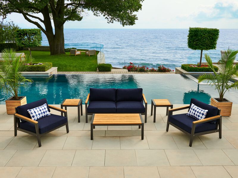 Rhodes Outdoor Chat Chair with Ottoman