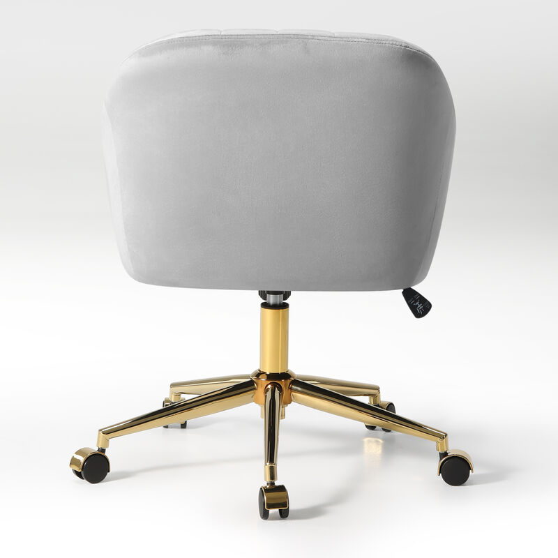 WestinTrends Upholstered Velvet Swivel Vanity Office Chair With Wheels