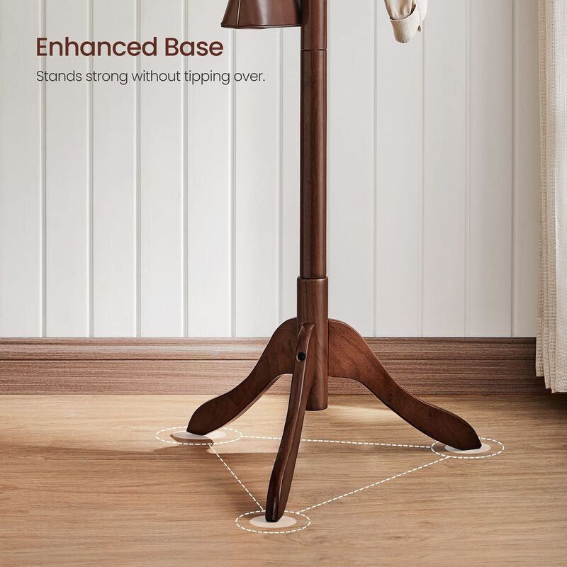 Coat Rack with 8 Hooks, Solid Wood Coat Tree Free Standing