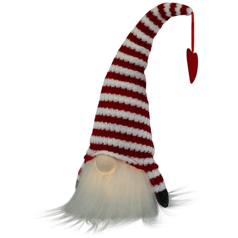 LED Lighted Striped Hat with Heart Valentine's Day Gnome - 12.5"