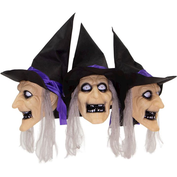 Haunted Hill Farm 3pc Witch Lawn Stakes w/LU Purple Eyes