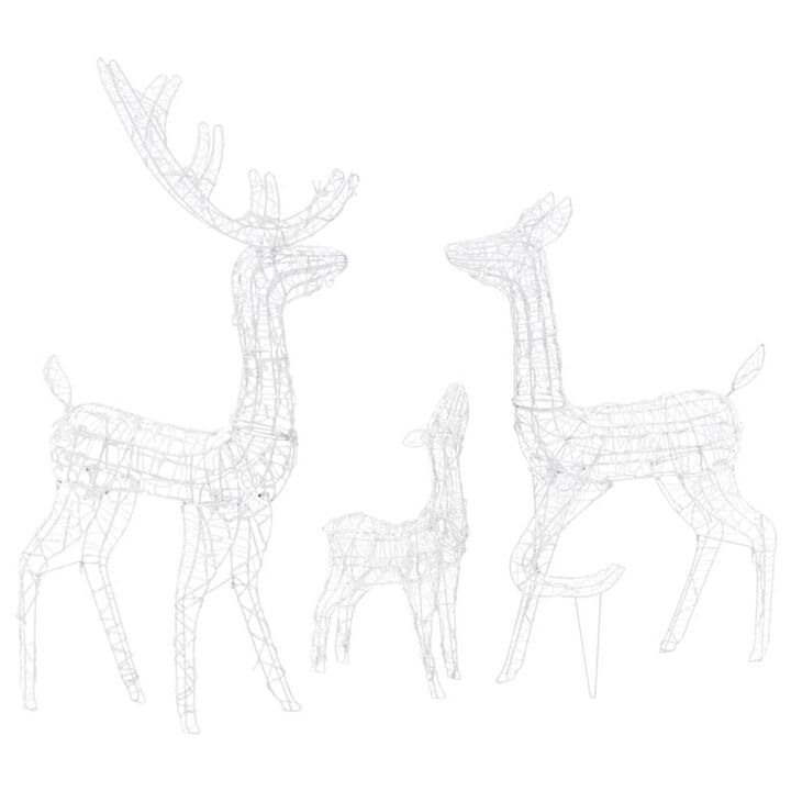 Meyi 3pc Outdoor Reindeer Family Christmas Decor, 300 Cool White LEDs - Benzara