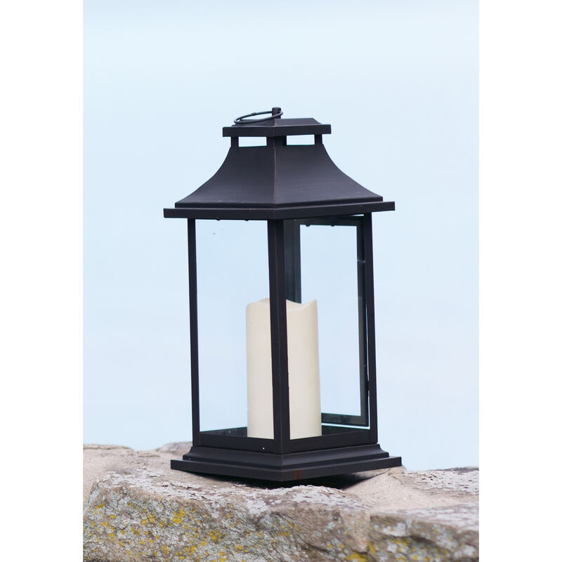 Set of 2 Lanterns with 3"x6" LED Candles for Home and Outdoor Decor