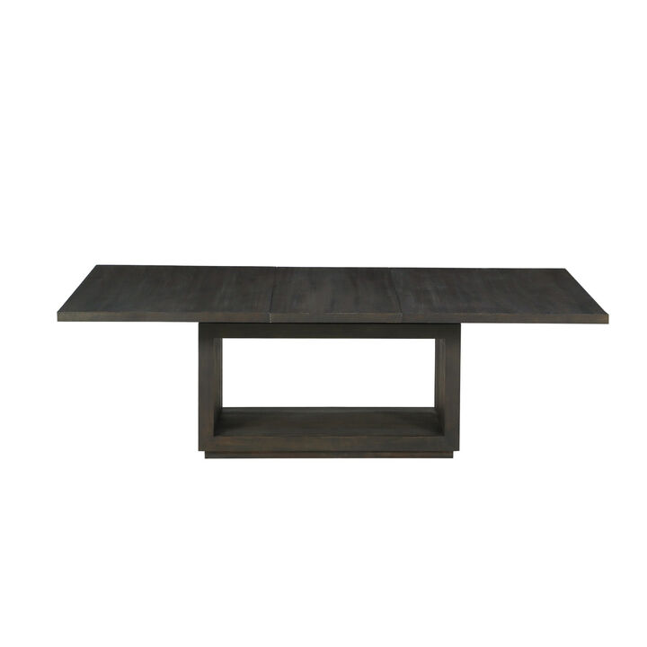 Jose 72-95 Inch Acacia Wood Dining Table, Open Plinth Base, Rustic Brown - Benzara