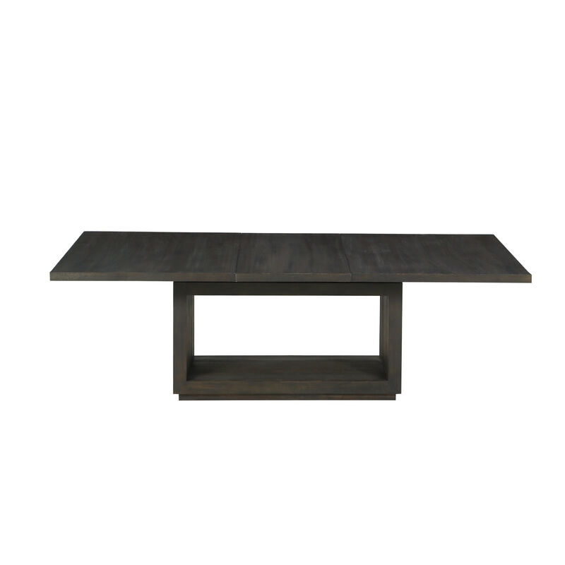 Jose 72-95 Inch Acacia Wood Dining Table, Open Plinth Base, Rustic Brown - Benzara