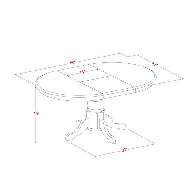 Kenley  Single  Pedestal  Oval  Dining  Table  42"x60"  with  18"  Butterfly  Leaf