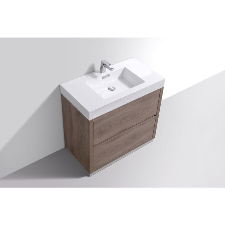 Kubebath Bliss 40 Butternut Free Standing Modern Bathroom Vanity