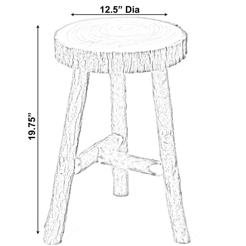 Decorative Antique Log Cabin Natural Wooden Accent Stool Side Table