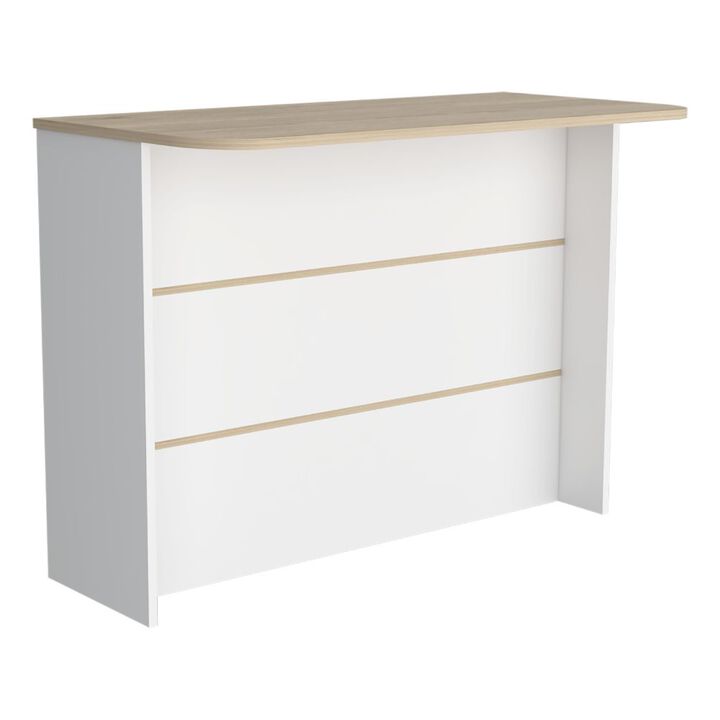 Fendi Kitchen & Dining room Island with Ample Workstation and 2-Tier Shelf -White / Light Pine