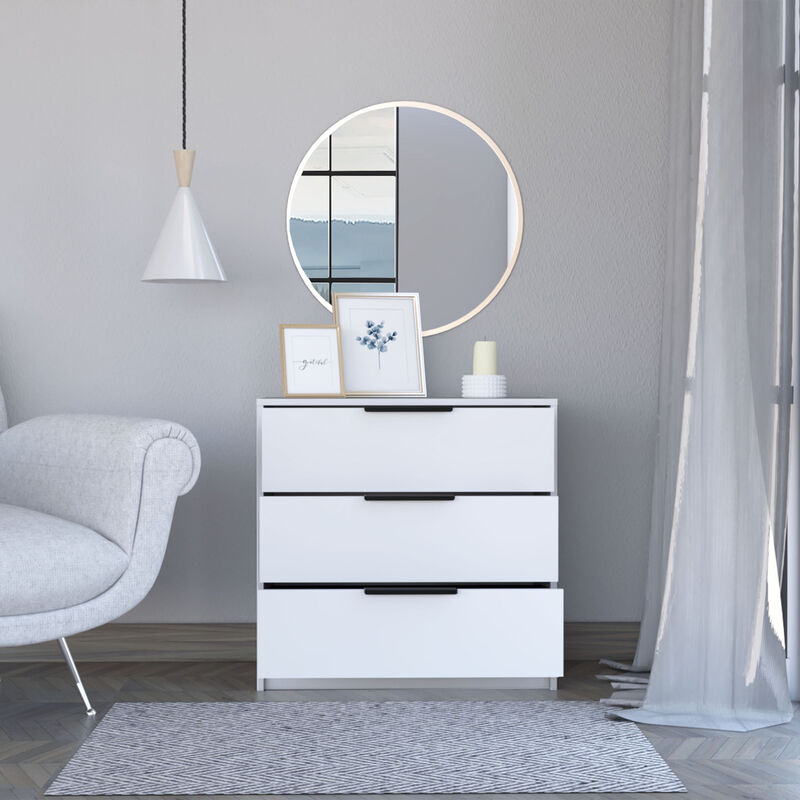 Kaia 3 Drawers Dresser, Superior Top - White