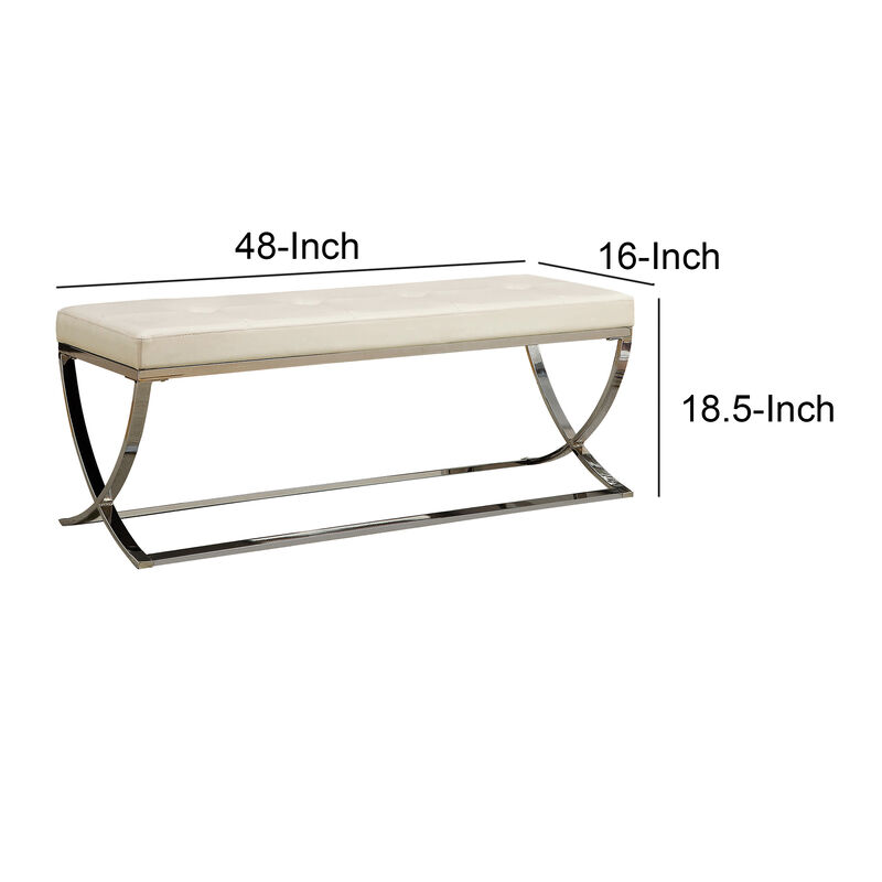 Modernly Charming Bench, White-Benzara
