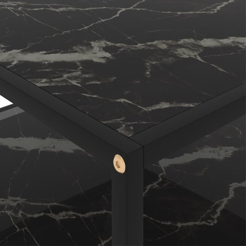 vidaXL Tea Table Black 31.5"x31.5"x13.8" Tempered Glass
