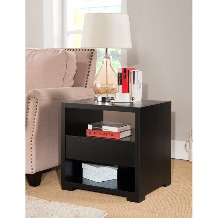End Table Faux Croc Black