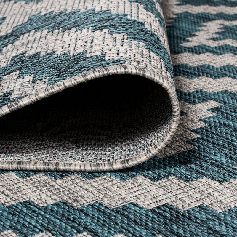 Sintra Diamond Tribal Blue/Gray Indoor/Outdoor Runner Rug