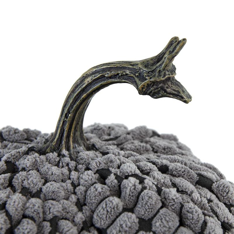 Weighted Pumpkin Table Ornaments, Set of 2 Chenille, Perfect for Christmas and Thanksgiving Decor, Gray