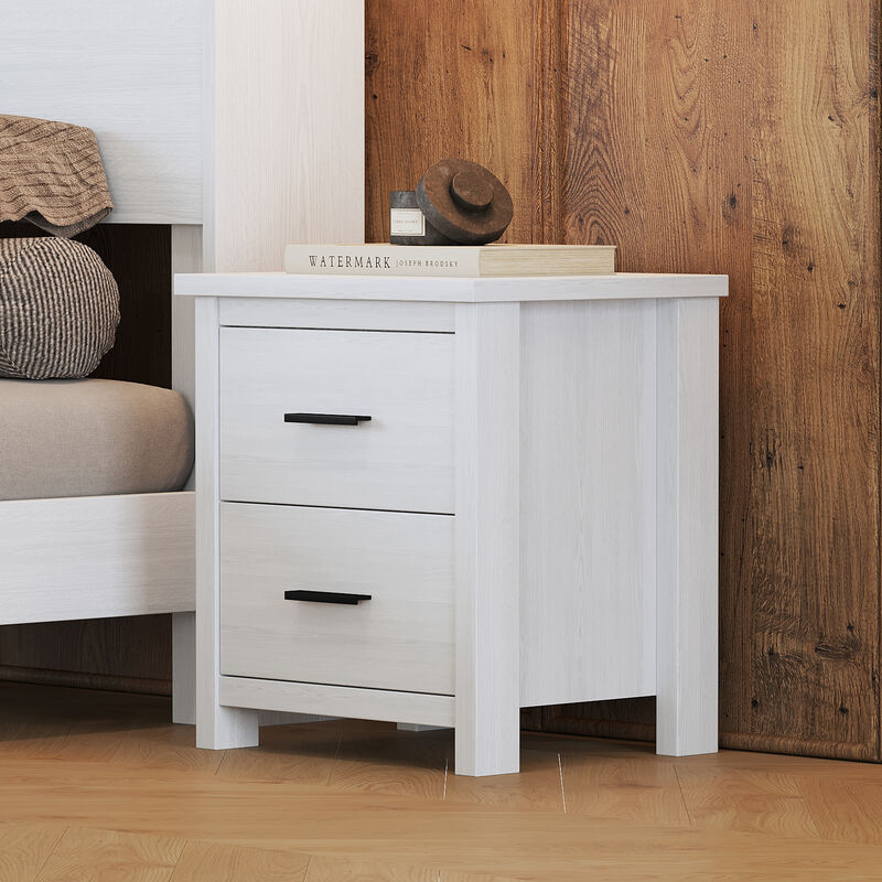 Merax Vintage 2-Drawer White Nightstand for Bedroom